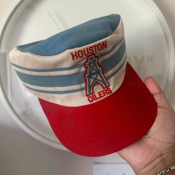 Vintage 80s NFL Houston Oilers Painters Train Cap Snapback Hat - Picture 2 of 6